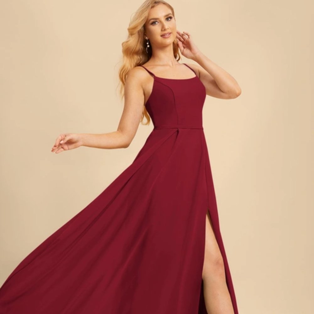 Jjshouse burgundy chiffon bridesmaid dress size 12